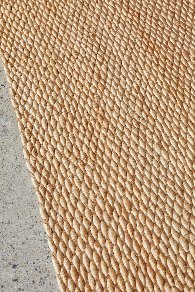 Eco-Friendly Hand-Loomed Hive Pattern Natural Jute Rug