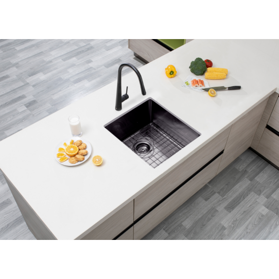 Hot Deal! Gun Metal Grey 390x450x215mm 1.2mm Stainless Steel Sink Set