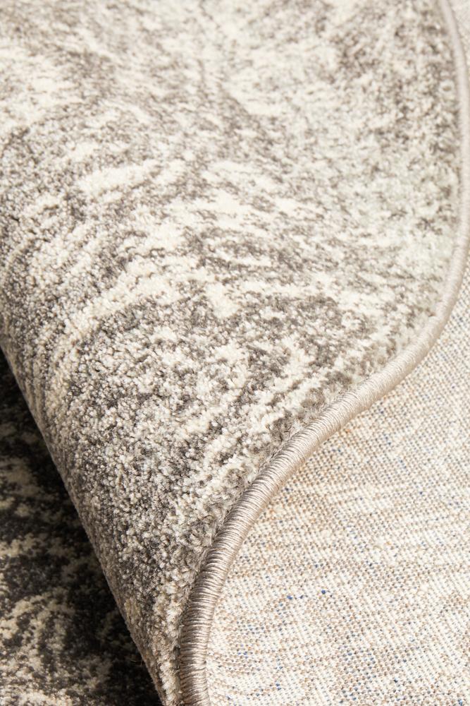 Stunning Grey Transitional Power - Loomed Round Rug from Turkey