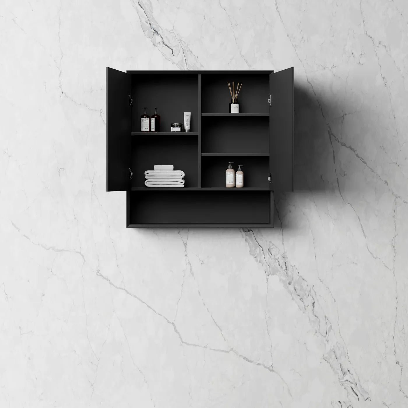 Hot! MARLO 750mm Matte Black Mirror Shaving Cabinet