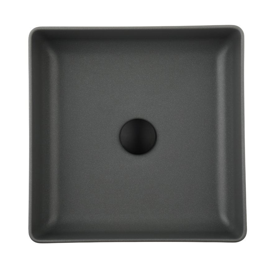 Hot Deal! POSEIDON Square Matte Black Quartz Above - Counter Basin (380x380x128)