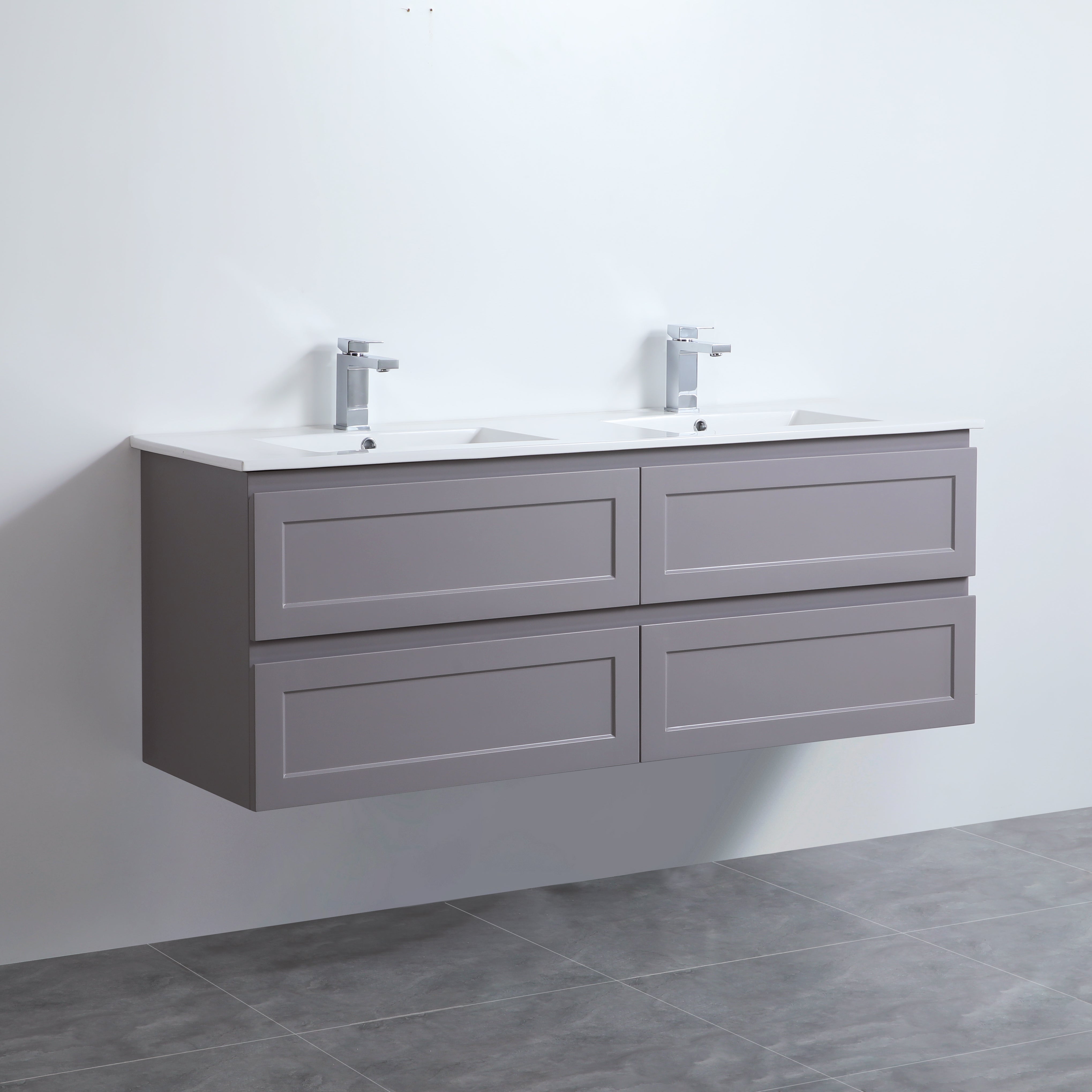 1500mm Fremantle Wall - Hung PVC Vanity in Matte Grey (Single/Double Bowl)