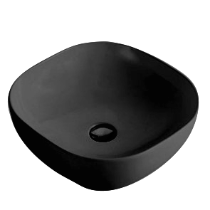 Hot Deal! Square POSEIDON Matte Black Ceramic Above-Counter Basin (370x370x115mm)