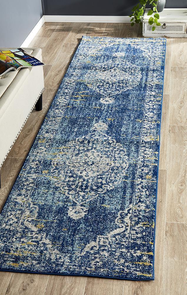 Hot Sale! Museum Wilson Navy Polypropylene Runner Rug from Famous Collection