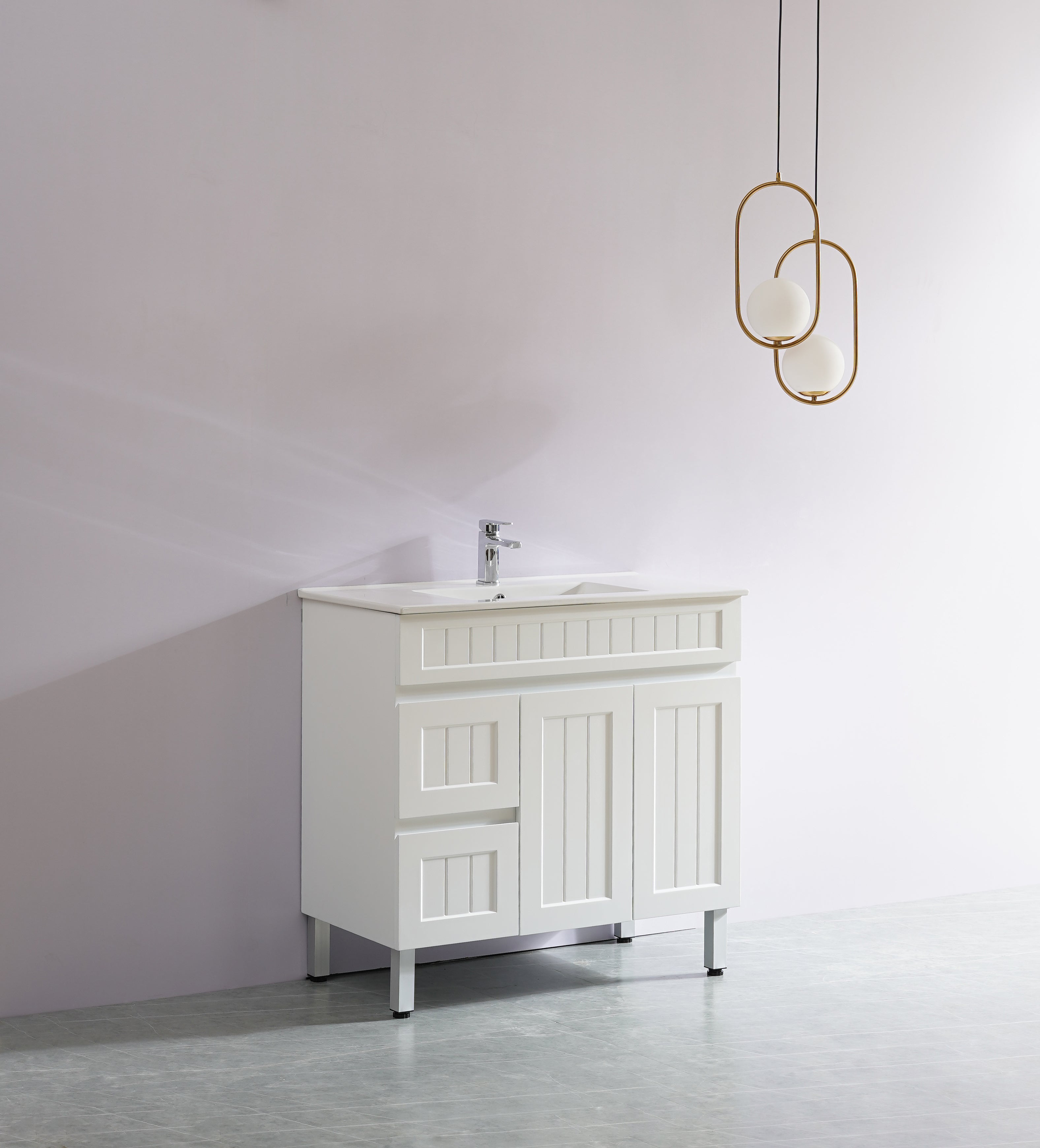 Exclusive Sale! Acacia 900mm Matte White PVC Floor Standing Shaker Vanity
