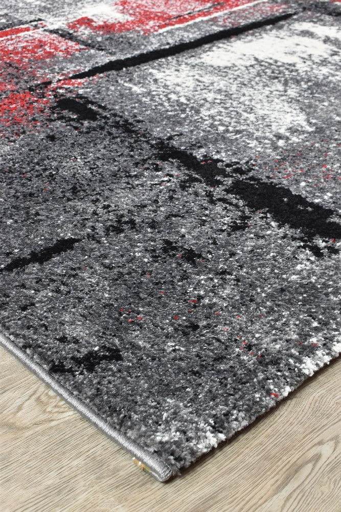 Stylish Novus 53A Rug in Grey and Red Tones