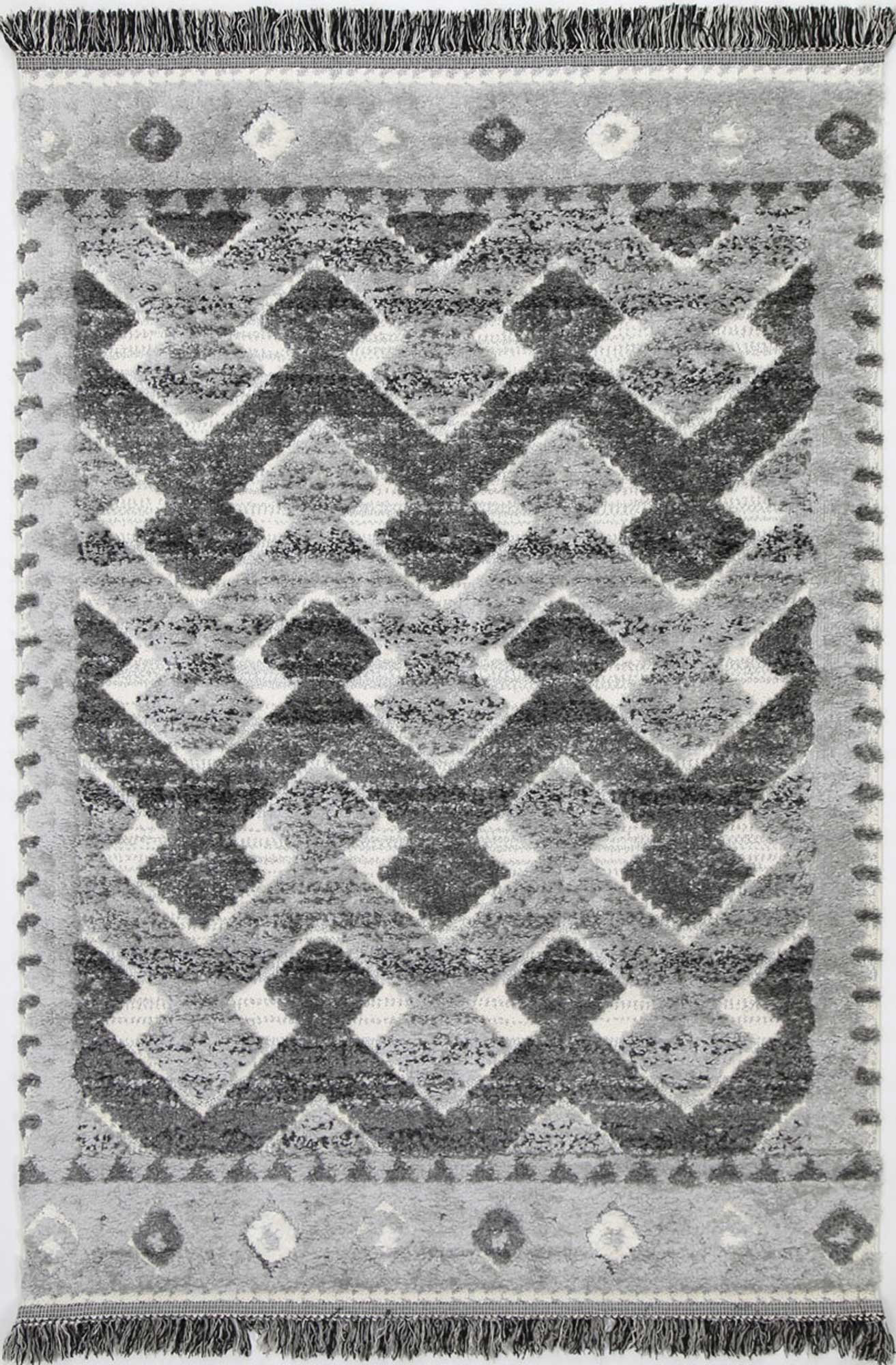 Hot! Cream Anthracite Mono Tribal Carved Lines Rug