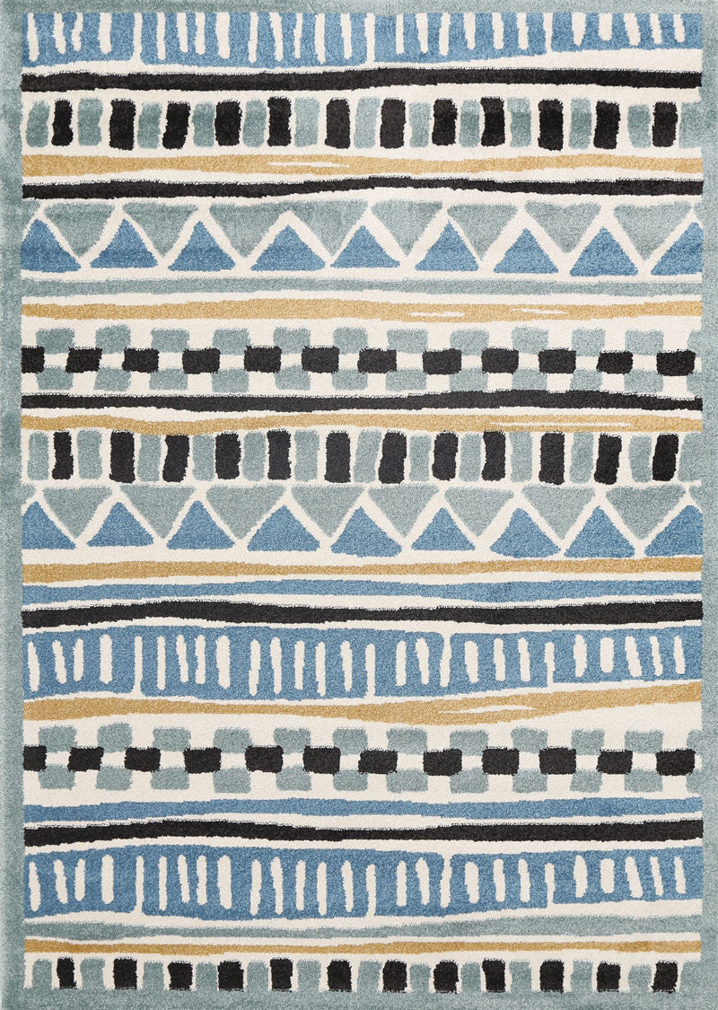 Hot! Piccolo Tribal Kids Rug in Blue and Yellow
