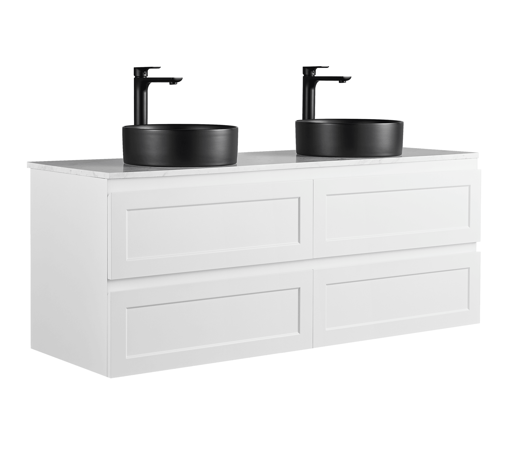 1500mm Fremantle Wall-Hung PVC Vanity Cabinet in Matte White (Single/Double Bowl) - Premium Quality