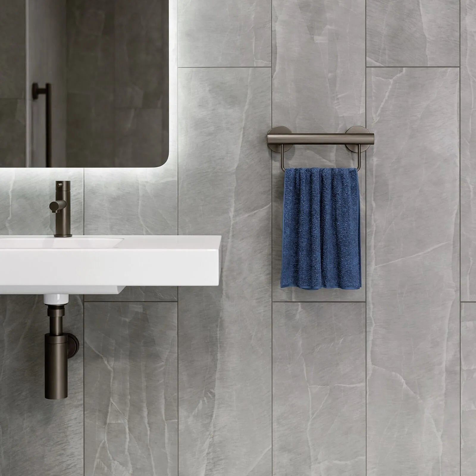 300mm Grab Rail with Optional Colour Towel Rail - Ideal for Assisted Living and Aged Care