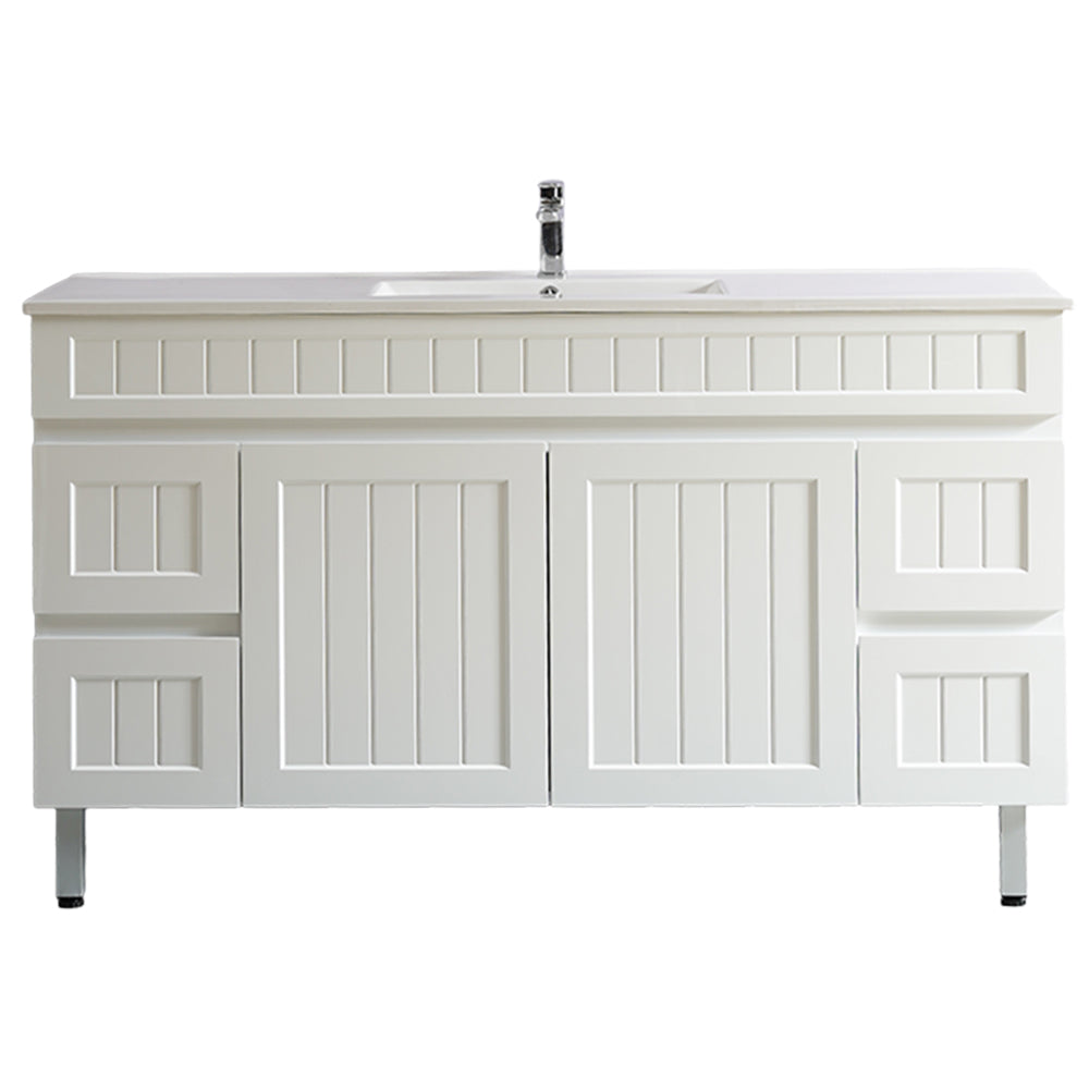 1500mm Acacia Shaker PVC Floor Vanity with Single/Double Bowl Option