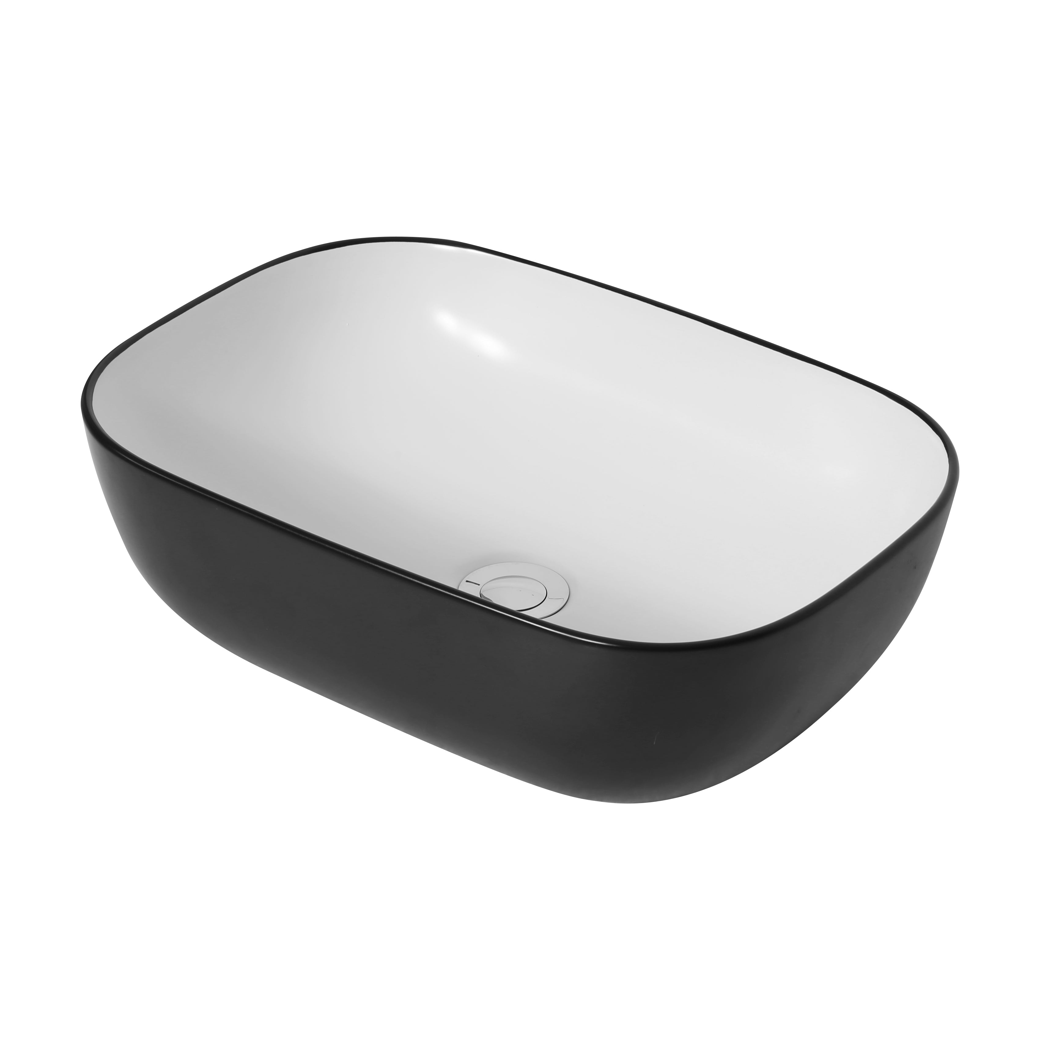 POSEIDON Black & White Rectangle Basin (465x320x137) - Great Deal!