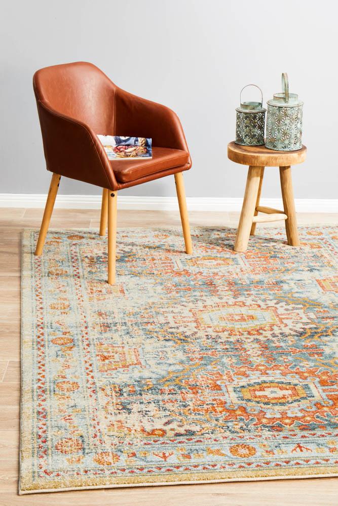 Legacy Blue Power - Loomed Polypropylene Rug with Floral Design