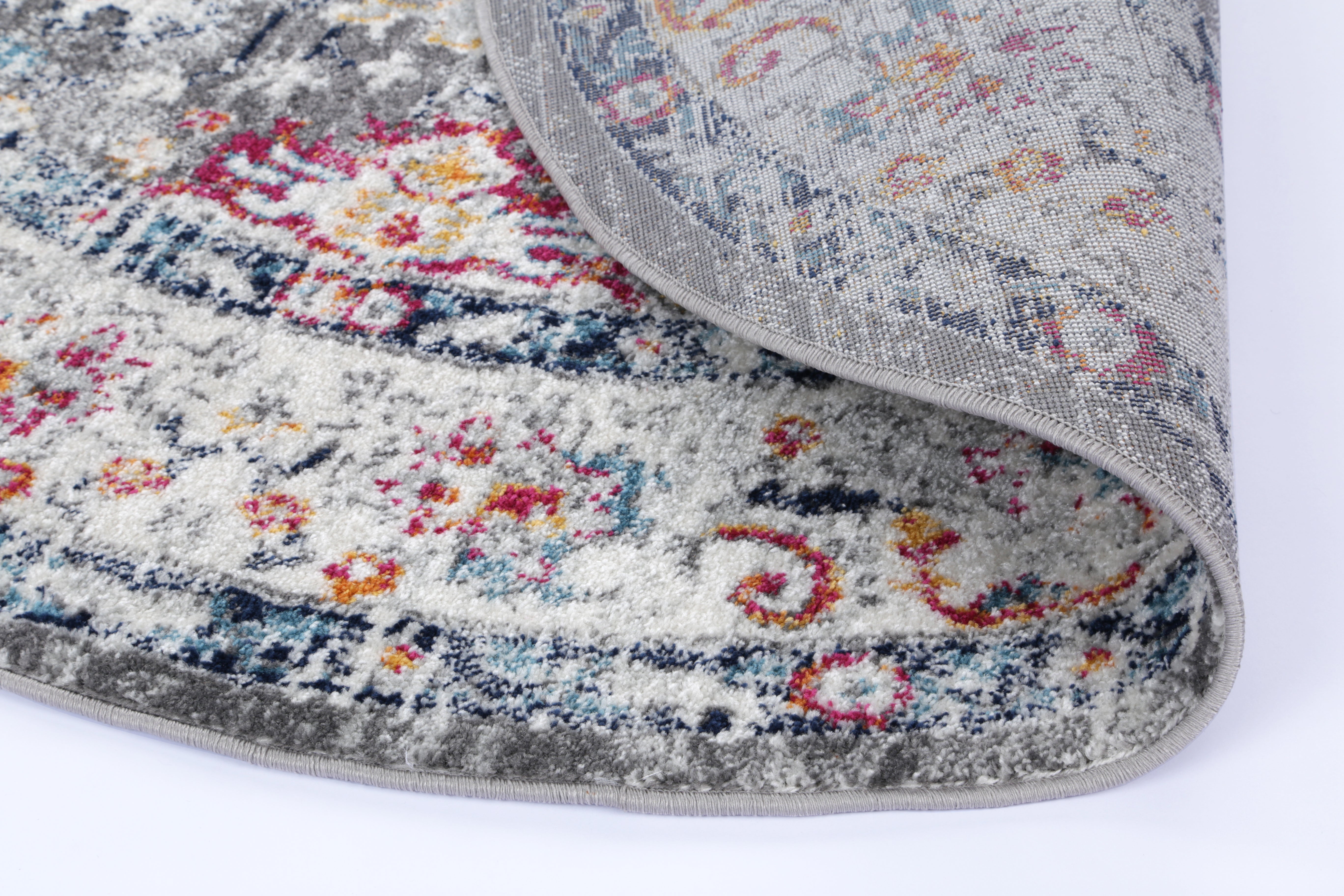 Ligures Grey Multi Traditional Rug - Trendy & Durable