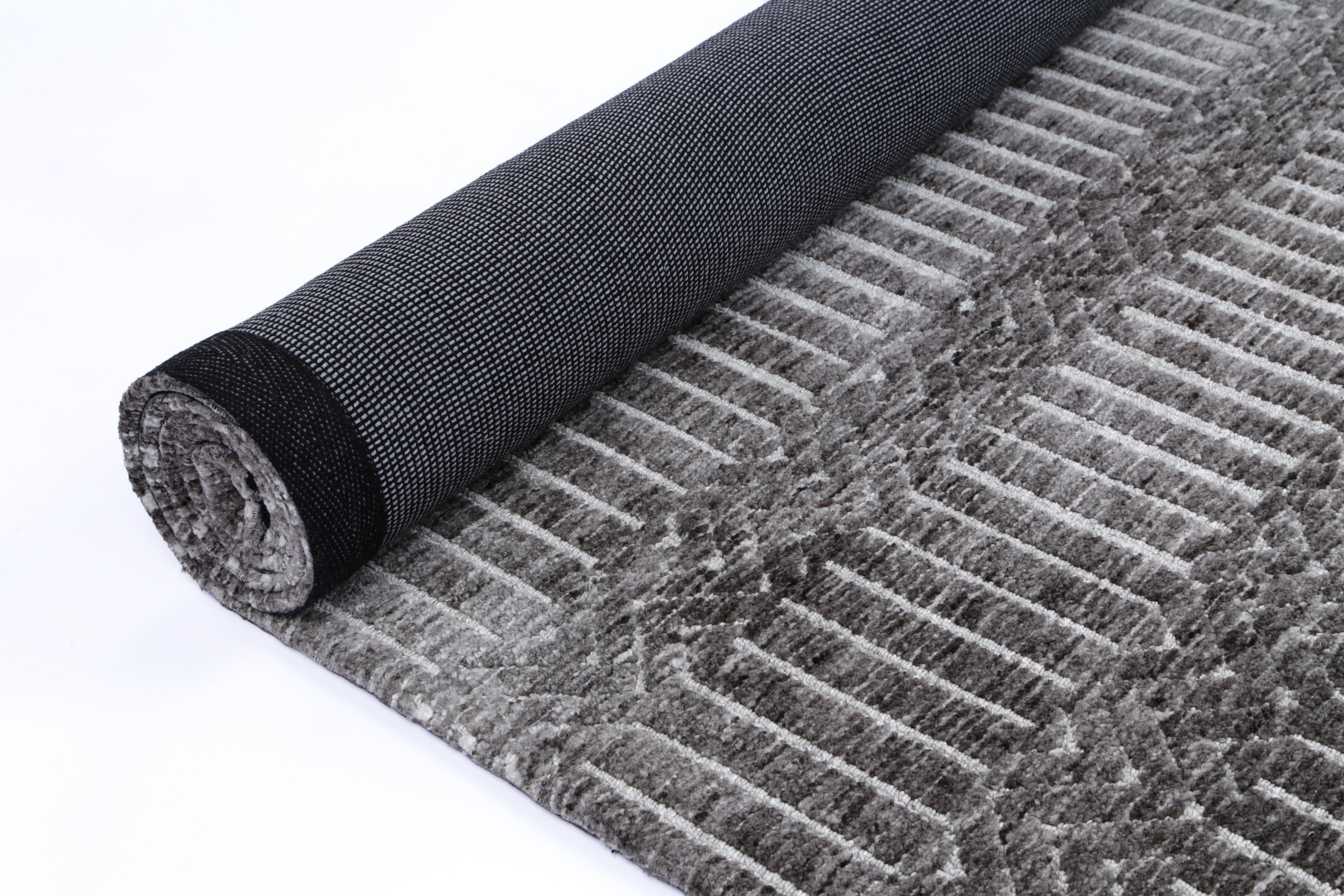 Hot Sale! Ambarsar Attari Charcoal and Beige Cotton - Polyester Blend Floor Rug