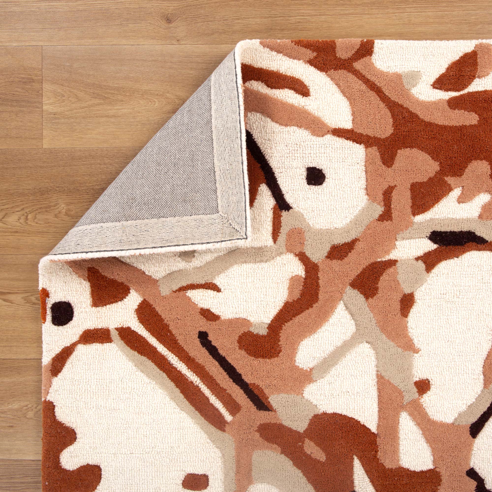 Exclusive Les Nomades Tangle Rust Hand - Tufted 100% Wool Rug for Modern Decor