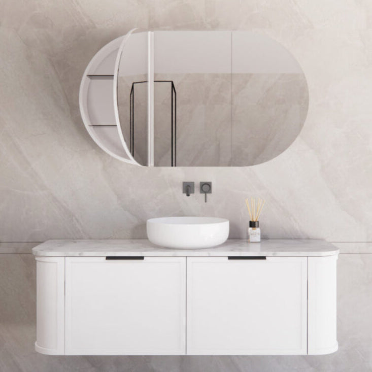 Matte White ABS Houston Curved Wall - Hung Vanity in All Sizes