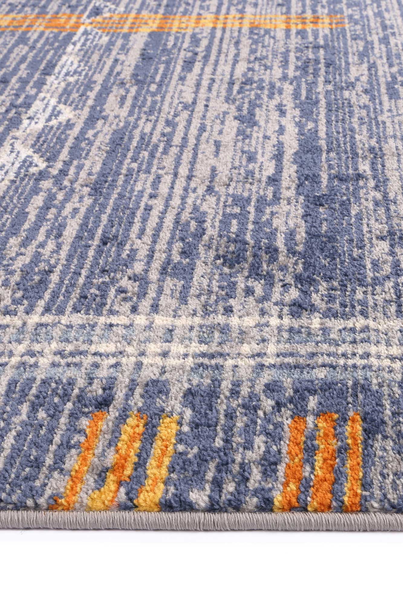 Contemporary Blue Rug Inspired by Peru Quito