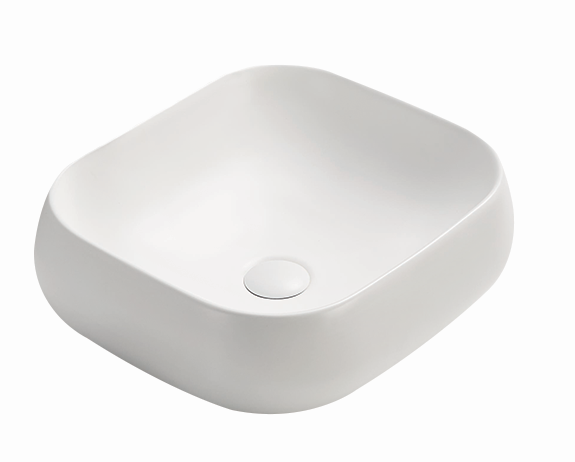 Hot Sale! Poseidon Rectangle Matte White Ceramic Above Counter Basin (450x400x145mm)