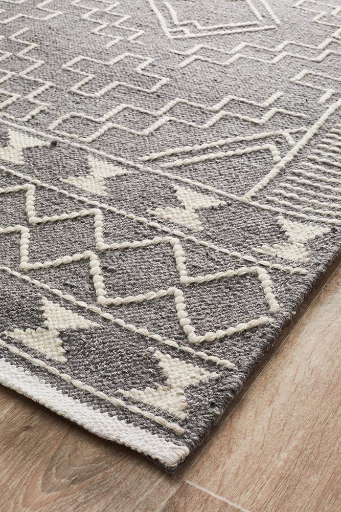 Hot Sale! Hudson 802 Grey 100% Wool Flat Woven Rug for New Season