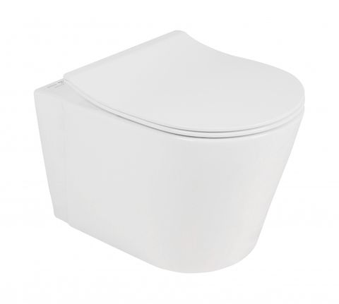 Alzano White Rimless Wall - Hung Toilet Pan with High - Quality Cistern