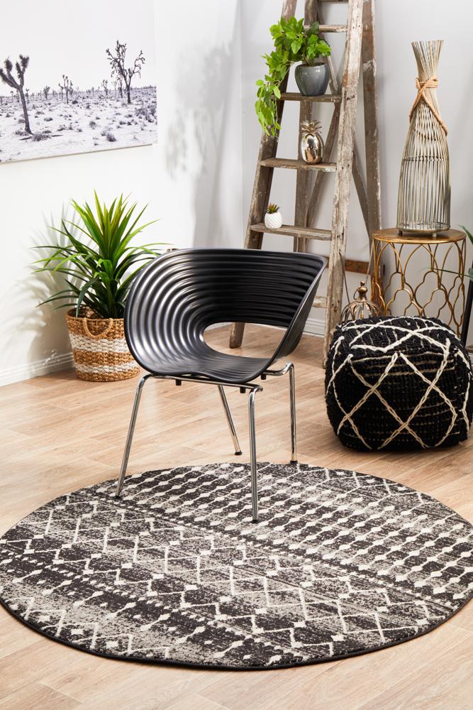 Hot! Evoke Black Transitional Round Rug - Simple & Stylish