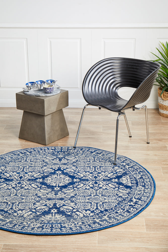 Stunning Transitional Navy Round Rug - Mirage Gwyneth, a Timeless Home Decor Piece
