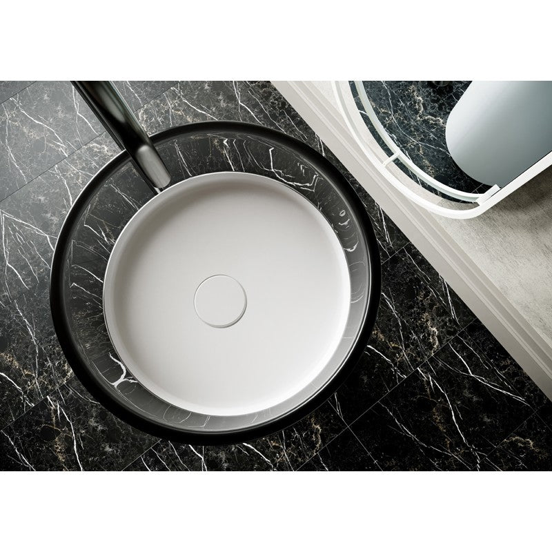 Hilton Freestanding Solid Surface Basin in Black Mist & Matte White