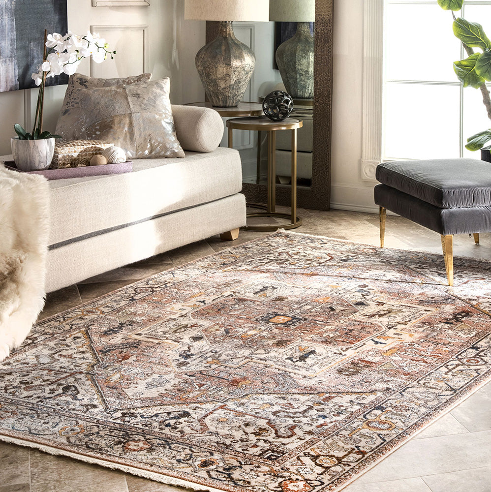 Exclusive Heriz Mushroom Polyester Rug - A Timeless Turkish Masterpiece
