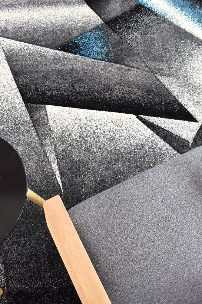 Hot Sale! Novus 54B Turquoise Grey Contemporary Machine - Woven Rug