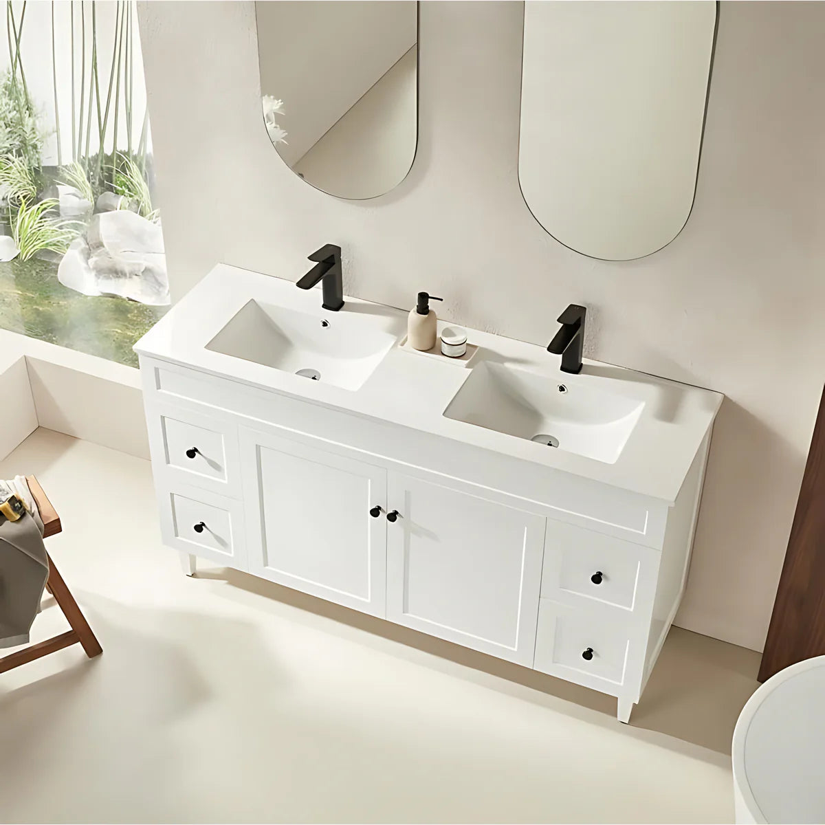 Hot Sale! 1500mm Harrington Floor PVC Vanity (Single/Double Bowl, Matte White)