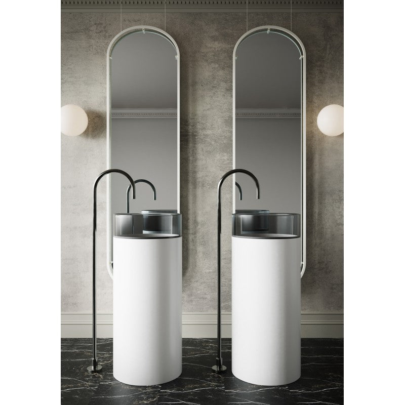 Hilton Freestanding Solid Surface Basin in Black Mist & Matte White