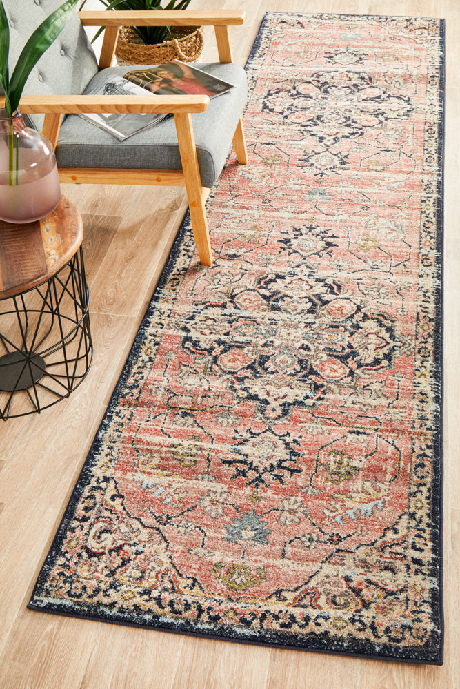Legacy 851 Bohemian-Style Brick Runner Rug with Diamond Emblem