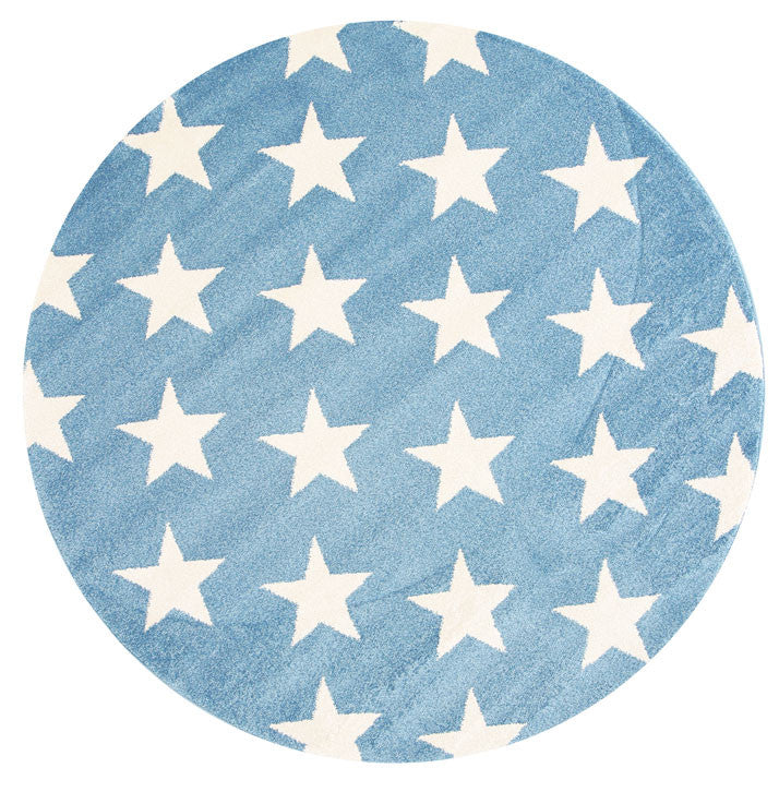 Piccolo Blue & White Stars Kids Rug - Ideal for Imaginative Play