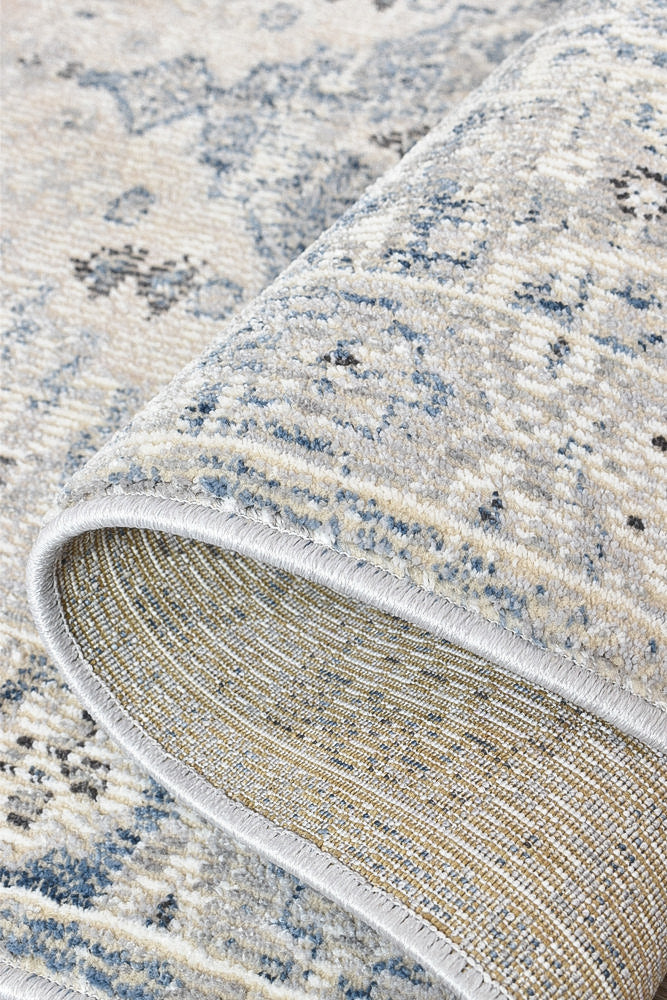 Hot Deal! Medina Blue & Light Grey Runner Rug 0320C
