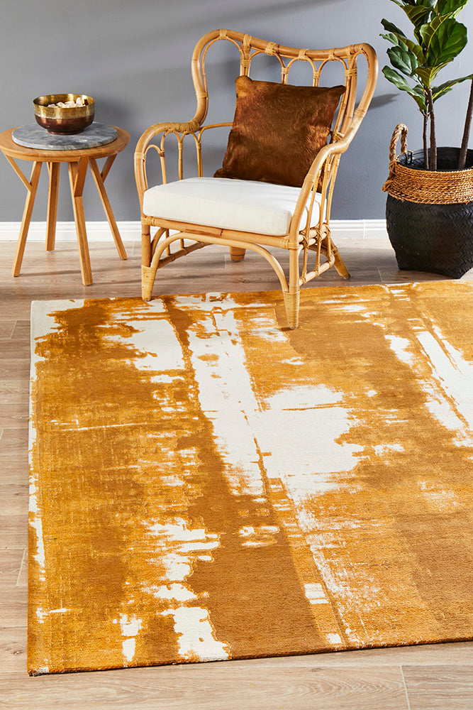 Exclusive Autumn Sale! Magnolia 11 Mustard-Colored Cotton Chenille Jacquard Rug