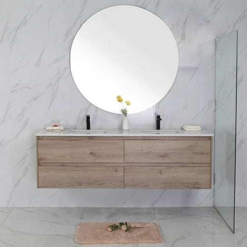 Exclusive MAX MDF Wall Hung Vanity in Natural Oak (All Sizes)