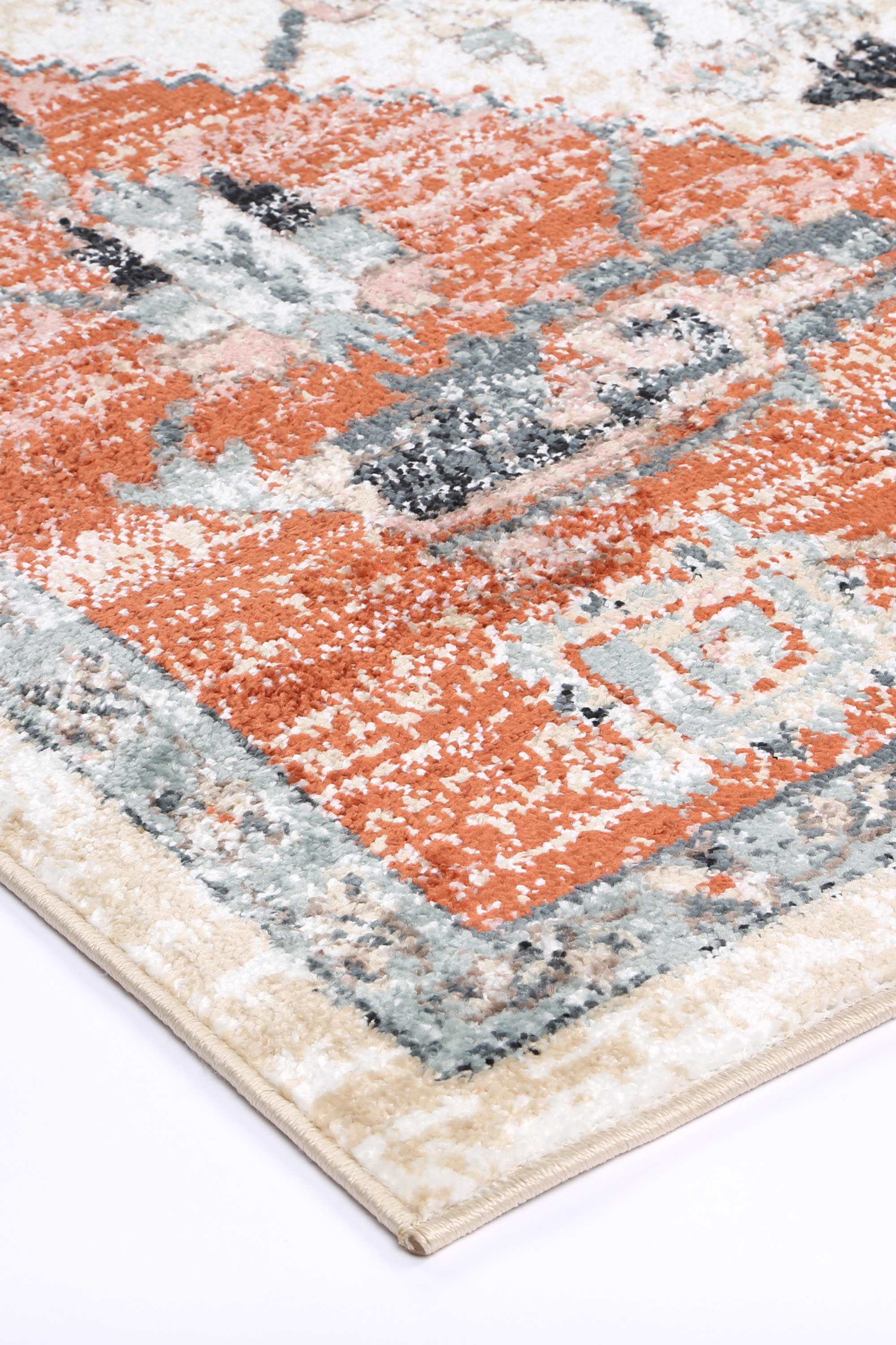 Traditional Anatolia White Terracotta High - Traffic Polypropylene Rug