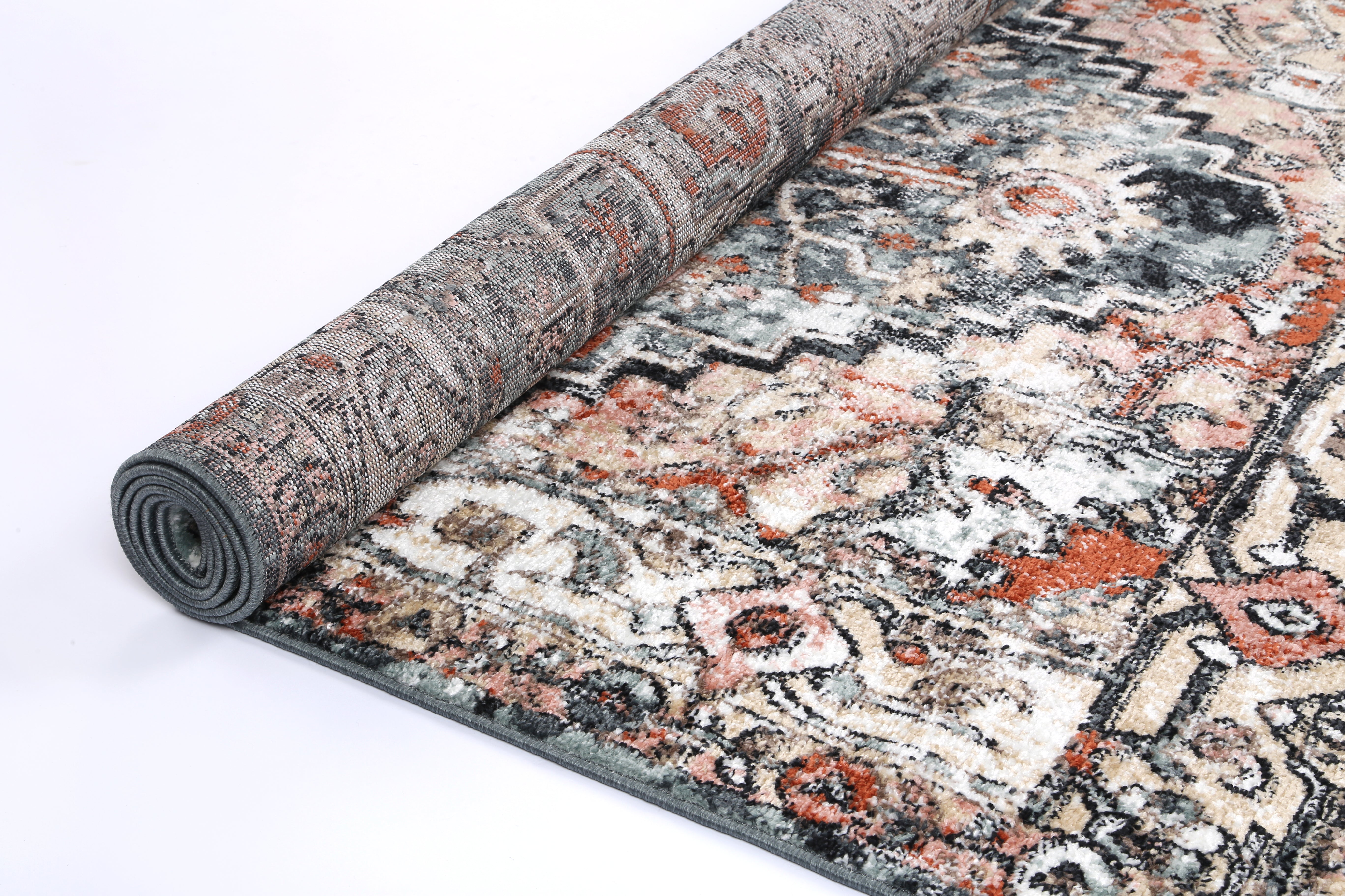 Anatolia Traditional Polypropylene Charcoal Rug - Ideal for High - Traffic Areas, Kid & Pet - Friendly