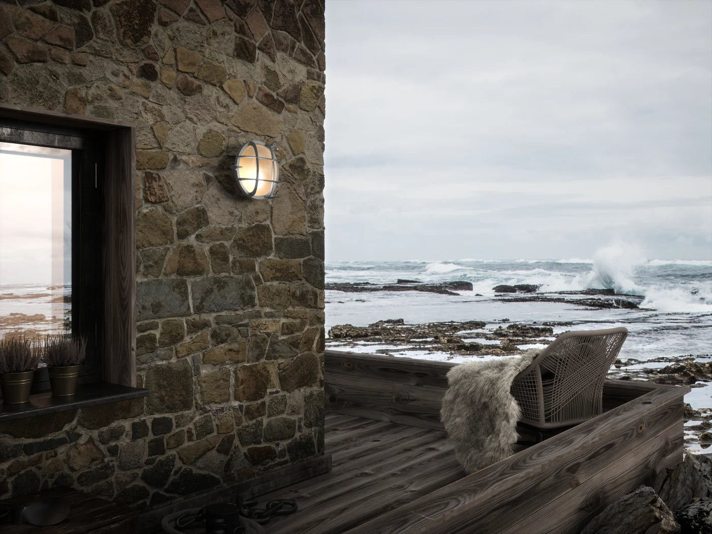 Nordlux Polperro Nickel Wall Light - Ideal for Outdoor Coastal Decor
