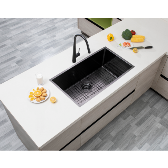 Exclusive Gunmetal Grey PVD Stainless Steel Single Bowl Kitchen Sink - 762x457x254mm