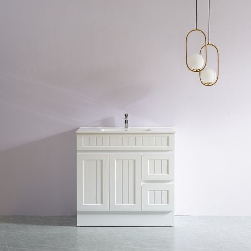 Exclusive Sale! Acacia 900mm Matte White PVC Floor Standing Shaker Vanity