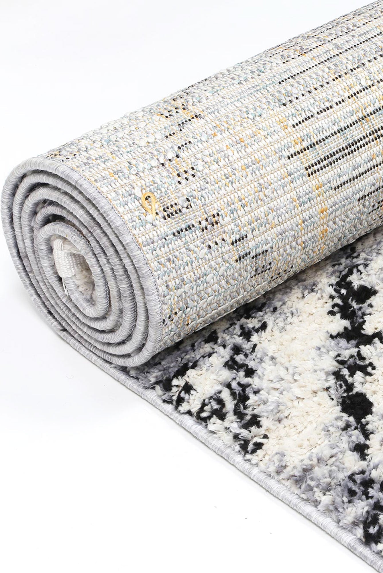 Myk Black & White Diamond Rug - Durable and Easy to Clean