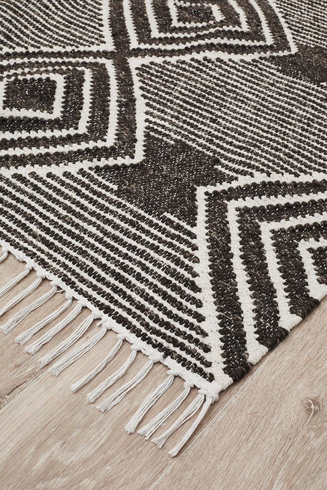 Miller's Charcoal Rhythm Dance Hand - Loomed Wool - Cotton Viscose Rug