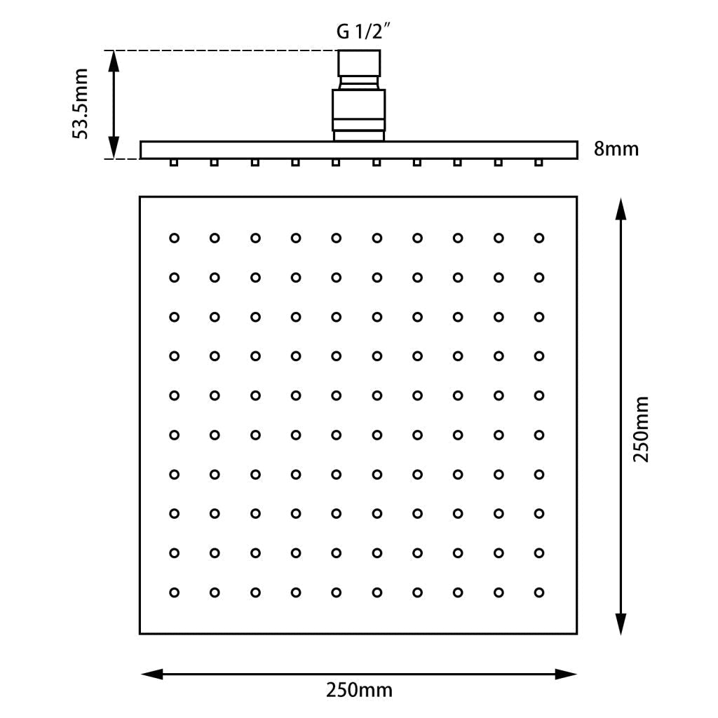 Esperia 250mm Square Shower Station with Brushed Nickel Finish