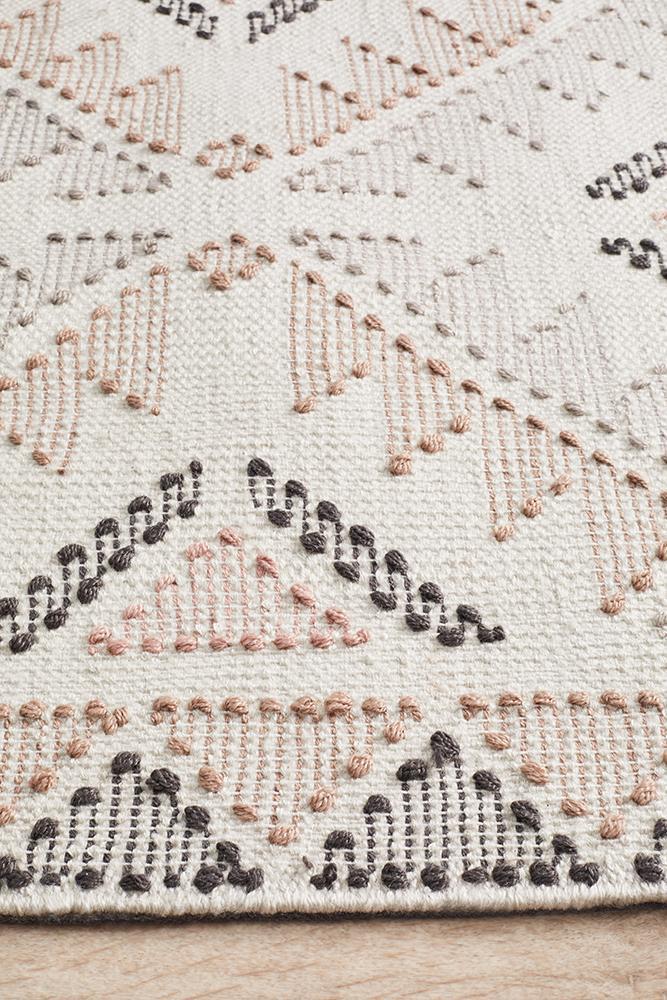 Estella Exquisite White Peach Flat-Woven Rug from India