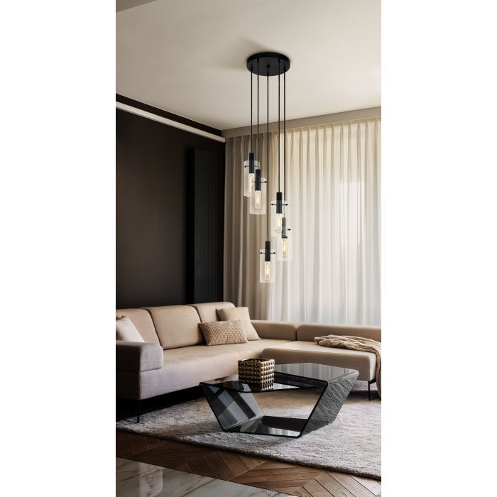 MONTEFINO Black Steel & Clear Glass Pendant Light - Exclusive Offer