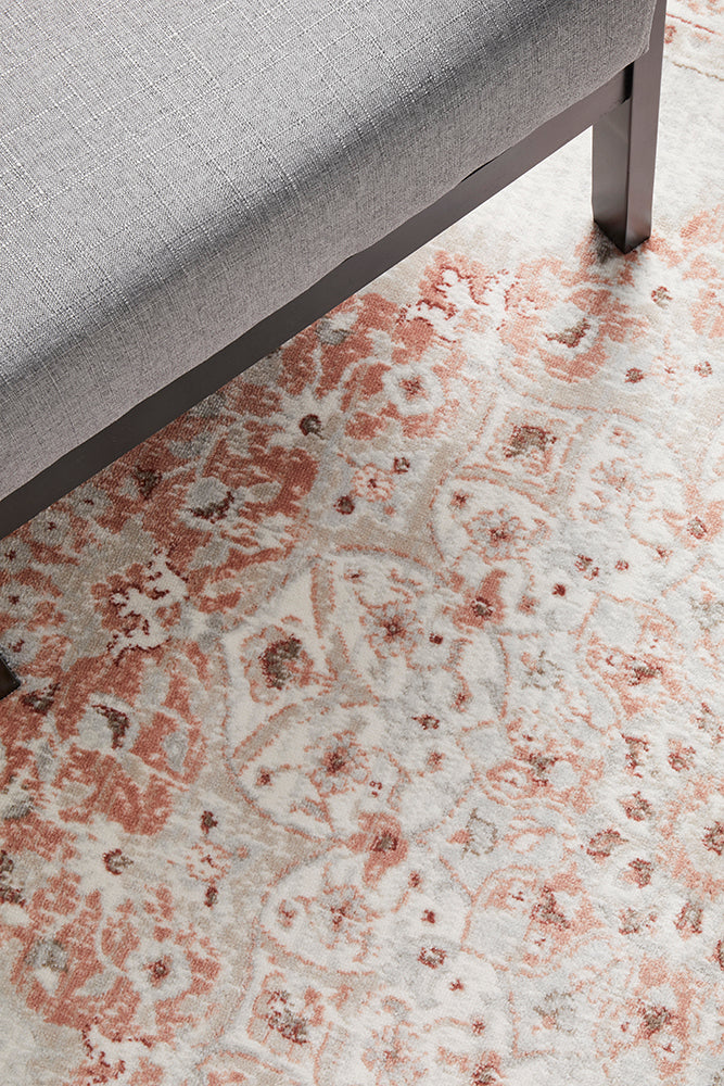 Exquisite Emotion 77 Blush Peach and Ivory Polyester Rug
