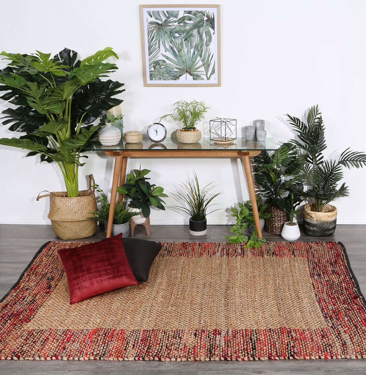 Exclusive Mahal Multi - Colour Border Jute Rug on Sale