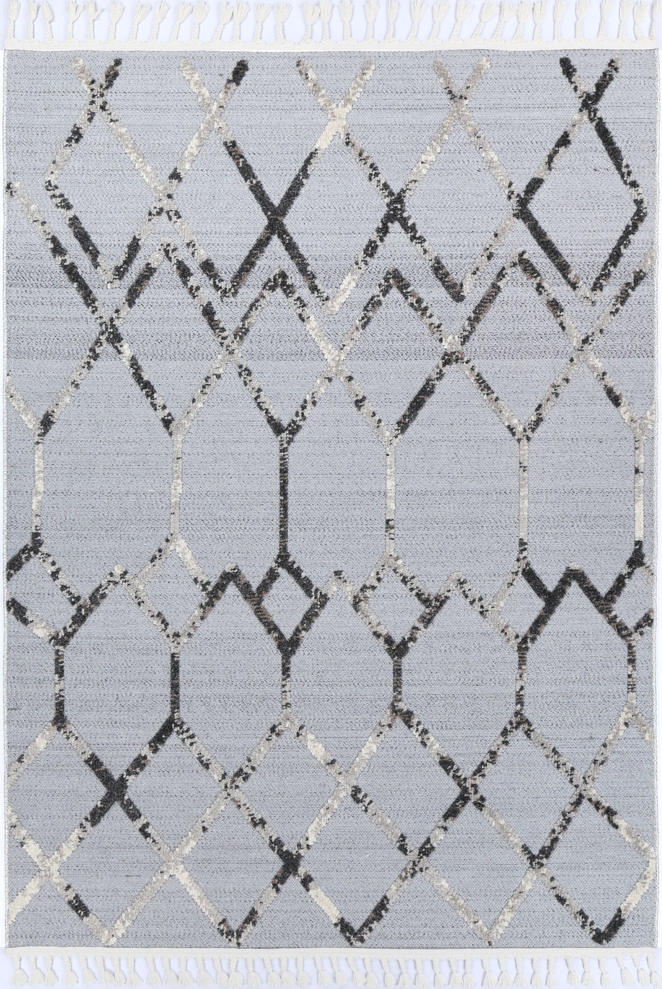 Nefeli Anthracite Diamond Polypropylene Rug for High - Traffic Areas